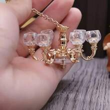 复古风格迷你吊灯，适用于1:12比例娃娃屋，合金吊坠，吸顶装饰吊灯，奶油色仿古饰面，客厅场景装饰模型，娃娃屋照明 | 优雅吊灯，娃娃屋装饰，微型家具，精致工艺品，适用于房间装饰，卧室配件，墙面装饰，客厅装饰，DIY微缩场景装饰，摄影道具，收藏礼品，个性化礼品 - 彩色 - 查看 4