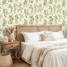 1卷清新绿色植物花鸟壁纸，时尚植物壁纸，精致室内装饰膜，适用于翻新房间橱柜装饰壁纸，各种房间墙面装饰壁纸，易于安装，手工工艺膜 - i - 查看 4