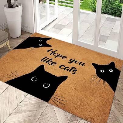 1 قطعة سجادة مطبخ بنمط قطة وكلب كرتوني، سجادة صرف مصنوعة من البوليستر، مناسبة للمطبخ وغرفة المعيشة والمدخل والشرفة وديكور المنزل، مانعة للانزلاق، مناسبة للمقهى والبار والأعياد والحفلات وغرفة النوم والحمام