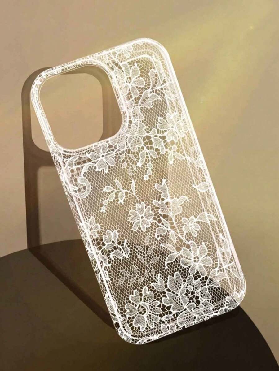 1个时尚优雅浪漫蕾丝图案透明TPU缓冲防摔手机壳，适合作为节日礼物，兼容苹果、Galaxy S22/23/24/25/A05/A05S/A53/A54/A55等型号 - 彩色 - 查看 1