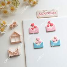Valentine's Day Themed Earrings Making Kits, Envelope With Heart Shape Polymer Clay Cutters For DIY Pendants Jewelry Making, Love Letter Pattern Clay Crafting Tools - Valentine's Day - View 6