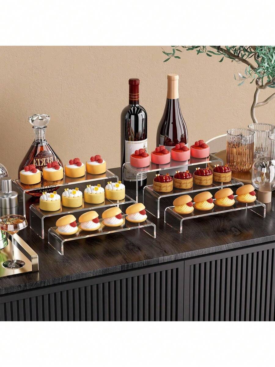 3/6/9 Pcs Acrylic Display Stands, Thickened Rectangular Display Racks, Suitable For Merchant Activities, Can Be Used To Display Cupcakes, Perfumes, Etc. - Clear - View 1