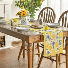 Lemon Flower Pattern Summer Table Runner, Suitable For Spring Family Gathering Kitchen Dining Table Decor - Multicolor - View 12