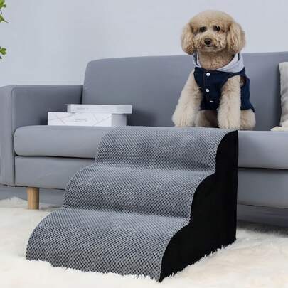 Multi-Layer High Density Foam Pet Steps, 2/3/4 Tier Dog Stairs, Non-Slip Extra Wide & Deep Pet Steps, Suitable For Bed Or Sofa, For Dogs And Cats Home Use Bedside Stairs, Small Dog Poodle Cat Climbing Ladder, Extra Wide Small Dog Stairs With Non-Slip Bottom, Soft Cushioned Ramp, Suitable For High Beds, Sofas And Cushions, Injured Dogs, Durable Polypropylene Material, Dog Stairs, Furniture Walkway, Compact Design, Elderly Pets