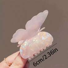 1pc/2pcs Cute Butterfly Retro Palace Style Party Luxury Acrylic Hair Claw, Elegant Elegant Dual-Layer Wings, Suitable For All Seasons - Multicolor - View 3