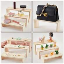 Elevadores rectangulares de madera para exhibición de joyas, elevadores de exhibición de madera, accesorios de escaparate, soporte de exhibición desmontable para manualidades - madera S - Ver 9