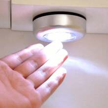 5pcs 3LED Touch Round Lights, Wireless Cabinet Night Light, Suitable For Corridors, Bathrooms, Bedrooms, Kitchens, Stairs, Home Decoration, Non-Rechargeable AAA Battery Power Supply, ≤ 36V Working Voltage - No Battery, Smart Light Sensor, Automatic Brightness Adjustment - 白光 - 查看 6