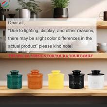Ursword 1 Set Ceramic Butter Dish With Lid, Suitable For Kitchen Countertop, Unique French Style Butter Plate For Spreadable Soft Butter, With Waterproof Seal Ring, Housewarming Gift, Kitchen Home Decor, 6 Color Options - Multicolor - View 2