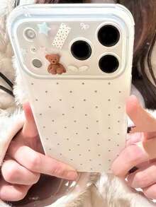 Ốp lưng điện thoại hình gấu sao cánh thiên thần dễ thương kiểu Hàn Quốc cho iPhone 17/17 Pro/17 Pro Max, ốp bảo vệ toàn diện cho iPhone 16/15/14 Pro - trắng - Xem 1