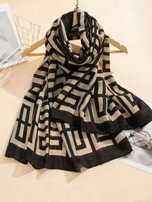 1条印花围巾，防晒空调披肩 - 彩色 - 查看 3