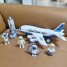 Large White Passenger Plane - Reusable Rocket Launcher With 3 Astronauts, Suitable For Young People To Learn And Understand Aerospace Knowledge, Space Shuttle And Astronaut Toy Model, Christmas Gift - White - View 8