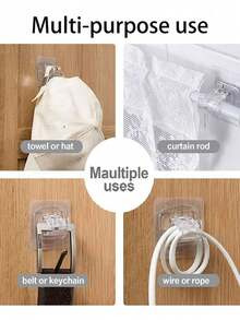 4件套透明窗帘杆挂钩，窗帘杆夹，免钻孔粘钩，可伸缩伸缩杆窗帘夹 - 無色 - 查看 5