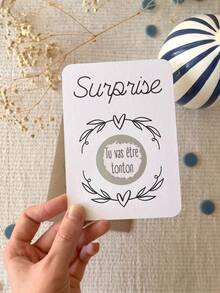 1pc Customize Pink Scratch Card,Pregnancy Announcement / Wedding Announcement / Marriage Proposal / Civil Partnership / Gift Certificate / Heart Wreath,Gifts For Boyfriend,Fairy Birthday Party - Multicolor - View 3