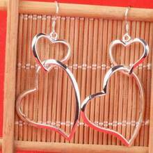 Hollow Heart Design Drop Earrings, Elegant Simple Style Silver-Plated Jewelry Gift - Silver - View 1