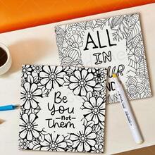 1 Inspirational Quote Coloring Book, Adult Relaxation Painting Book, 24 Single-Sided Hand-Drawn Pages, Minimalist Pattern Design, Easy To Color, Enjoy Fun And Fulfillment Through Coloring, Thoughtful Gift For Friends, Family Or Loved Ones On Holidays, Birthdays Or Any Special Occasion, Back To School Stationery - Inspirational Quote Coloring - View 11
