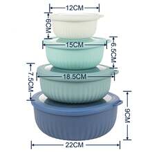 4-Piece Mixing Bowls With Airtight Lids, Nesting Salad Bowl Set For Kitchen Prep, Baking, Cooking & Food Storage, Space-Saving Design - View 3