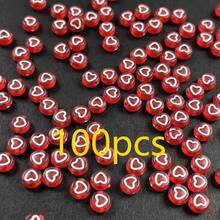100-1000颗亚克力心形珠子，情侣手链，婚礼派对主题，红色带白色心形图案，用于珠宝制作、DIY工艺品 - 紅色白愛心 - 查看 8