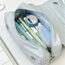 Sea Salt Blue Ballet Ribbon Bow Pen Bag High Beauty Large Capacity Student Stationery Box Storage Bag - Style 1 - View 4