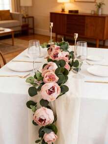 1.8米人造丝牡丹花藤装饰，适用于卧室、客厅、婚礼装饰、新娘捧花、拱门、派对、圣诞节、感恩节、返校季、情人节、园艺等场合。 - 彩色 - 查看 8