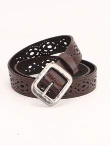 1条新款镂空PU皮女士腰带，休闲时尚简约复古风格，适合搭配牛仔裤和连衣裙 - 彩色 - 查看 5