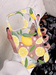 1pc Anti-Drop Airbag Phone Case, Minimalist Design With Small Lemon Pattern, Transparent With Large Camera Hole, Suitable For IPhone 17 Air/17 Pro Max/17/16 Plus/15/14/13/12/11/XS Max/XR/7/8 - Multicolor - View 3