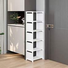 1 pieza Estantería vertical estrecha de 8 niveles, material de plástico, gabinete de zapatos autoportante con estantes, adecuado para la entrada, el armario, el dormitorio - Blanco - Ver 5