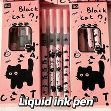 4pcs Liquid Ink Gel Pens, 0.5mm Quick-Drying Ballpoint Pens, Black Neutral Pens For Students Exams And Signature, Back To School Gift, Student Stationery - Sleepy Cat Quick-drying Pen - View 5