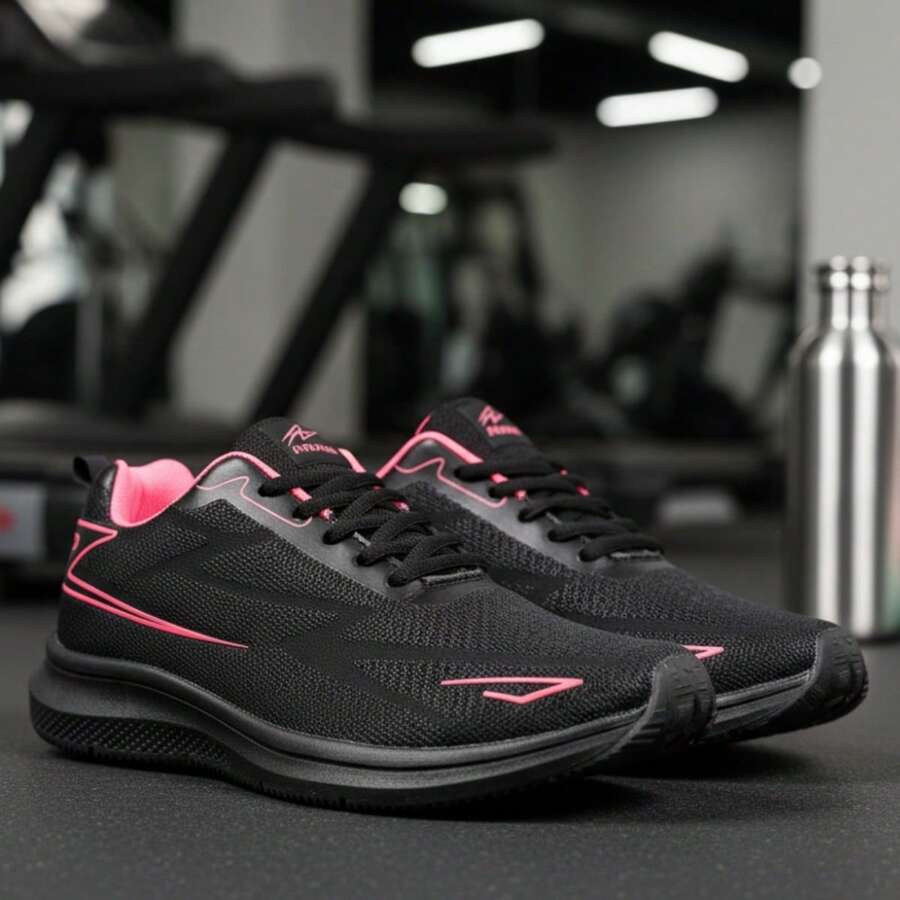 Men's And Women's Fitness Shoes, Black, Lightweight, Comfortable, For Gym, Running, Training, And Walking, Sizes 34 To 43 - RF02 - Đen/Hồng SP - Xem 1