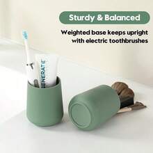 Matte Sage Green Toothbrush Holder Toothbrushes Bathroom Organizer For Toothpaste Adults - Xanh lục mờ - Xem 4