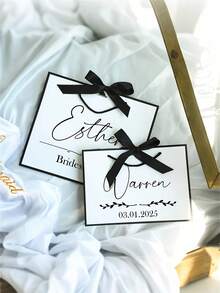 1個個性化姓名禮物袋，客製化婚禮禮物袋，個性化姓名伴娘禮物盒，新娘派對禮物袋，個性化生日禮物袋，高品質個性化姓名禮物盒附綁帶，適用於生日派對、婚禮和新娘感謝禮物 - 彩色 - 查看 4