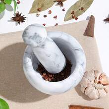 High-Quality Natural Marble Grinder, Manual Black And White Dual-Color Spice, Garlic, And Salt Grinding Bowl - Concrete Mortar Set - Multicolor - View 8