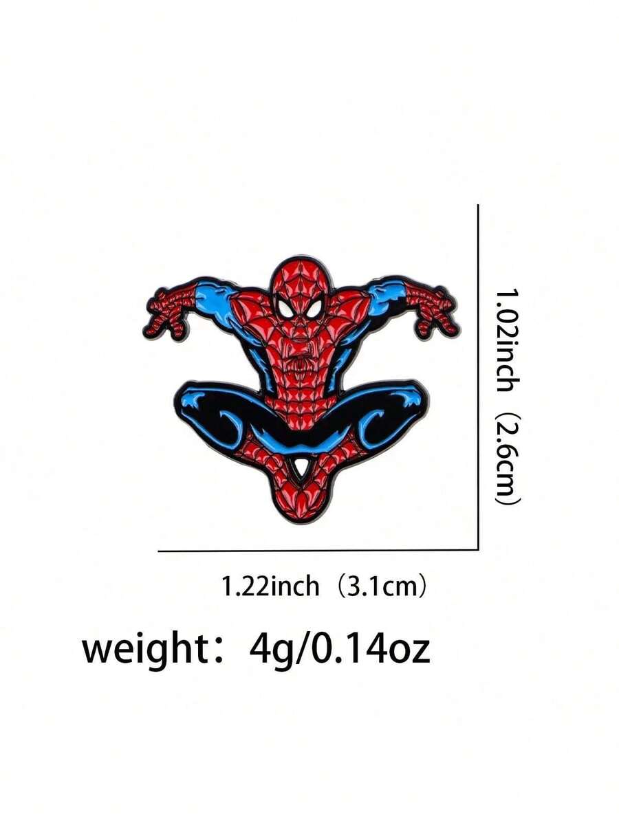 1pc Marvel Spider Man Classic Battle Posture Metal Badge Enamel Craft Brooch Fan Collection Party Companions New Year's Gift, Valentine's Day Gift, Easter Gift - Multicolor - View 1