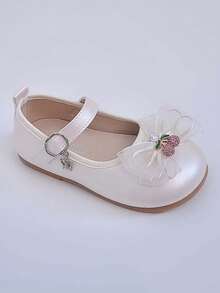 1 Pair Girls' Low Vamp Princess Leather Shoes, Slip-On, Anti-Slip, Soft Sole, Wear-Resistant, Retro Mary Jane Style, Breathable, Casual, Versatile, Suitable For Spring, Summer, Autumn - White - View 3