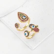 1枚18K镀金铜贝壳开口戒指，奢华简约珠宝设计，低调优雅的女士珠宝 - 金色 - 查看 3