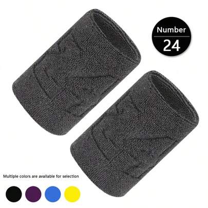 2pcs Thick Wrist Sweatbands, Suitable For Tennis, Badminton, Basketball #23, #24, #30, Volleyball, Fitness, Sports, Absorb Sweat For Running