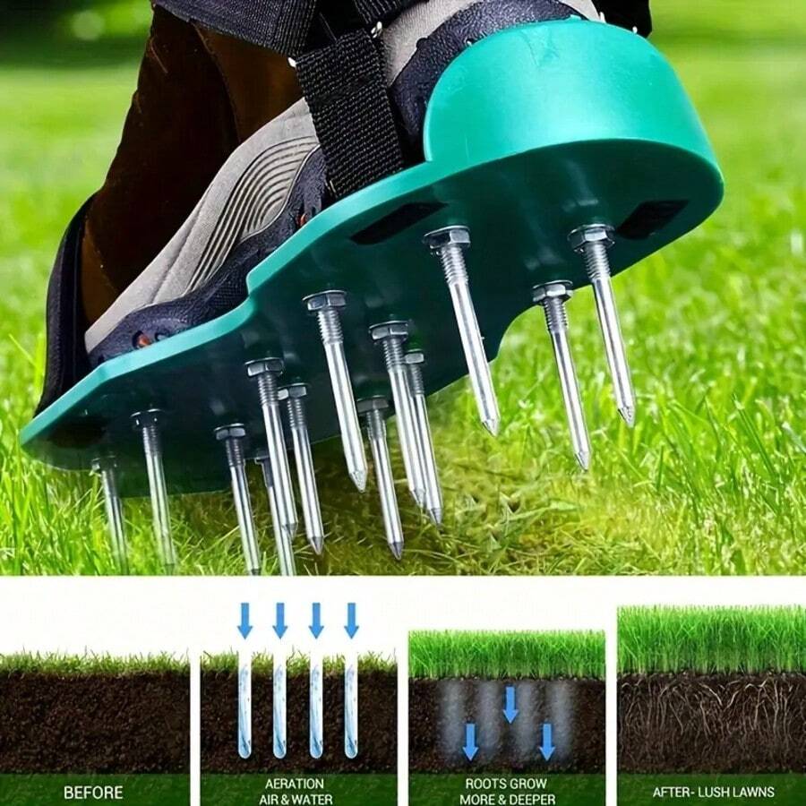 1 Set Sandal Aerasi Rumput Berduri Tugas Berat, Ukuran Universal yang Dapat Disesuaikan, Sepatu Rumput Penetrasi Tanah Dalam Cocok untuk Perawatan Halaman dan Kebun