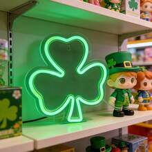 Shamrock LED Neon Wall Light, USB Powered, Lucky Green Shamrock Light, Suitable For Various Occasions Such As Homes, Bedrooms, Dining Rooms, And Parties. - Green color light - View 2