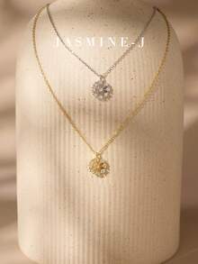 1pc S925 Sterling Silver Necklace,Snowflake Pendant Necklace,Inlaid With Zirconia,Women's Necklace,Simple And Elegant Necklace,The Perfect Gift For Her - Multicolor - View 2