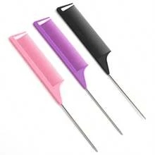 3pcs Women's Mouse Tail Comb With Stainless Steel Pins, Teasing Comb With Metal Tail, Suitable For Home And Salon Use - Multicolor - View 11