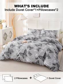 2/3 piezas Juego de ropa de cama con estampado de mariposa, Juego de ropa de cama rosa, Juego de ropa de cama suave y cómodo, Juego de ropa de cama con cierre de cremallera y lazos en las esquinas, Ligero y transpirable de seda, Adecuado para todas las estaciones, Apto para cama doble/queen/king, 1 pieza Funda nórdica y 2/1 pieza Funda de almohada, Regalo perfecto para vacaciones, Decoración de otoño, Decoración de habitación - Multicolor - Ver 2