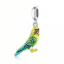1pc 925 Sterling Silver Parrot Pendant, Tropical Style Pendant Bead, Unisex Jewelry Gift - Silver - View 6