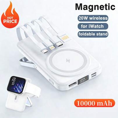 XBJ [20000mAh]Magnetic Wireless Power Bank With 22.5W Fast Charging | Portable Charger With Built-In USB-C Cable & Adjustable Kickstand For Hands-Free Viewing | 2-In-1 Magnetic Wireless Charging Station Compatible With MagSafe IPhones 16/15/14/13 Series & Android | Essential Travel Companion For Summer, Camping, Cruise Essentials | Outdoor Emergency Backup Battery Pack With Power Display | Ideal Birthday Gift & Travel Essential For Family And Friends (Cargador De IPhones Portátil)