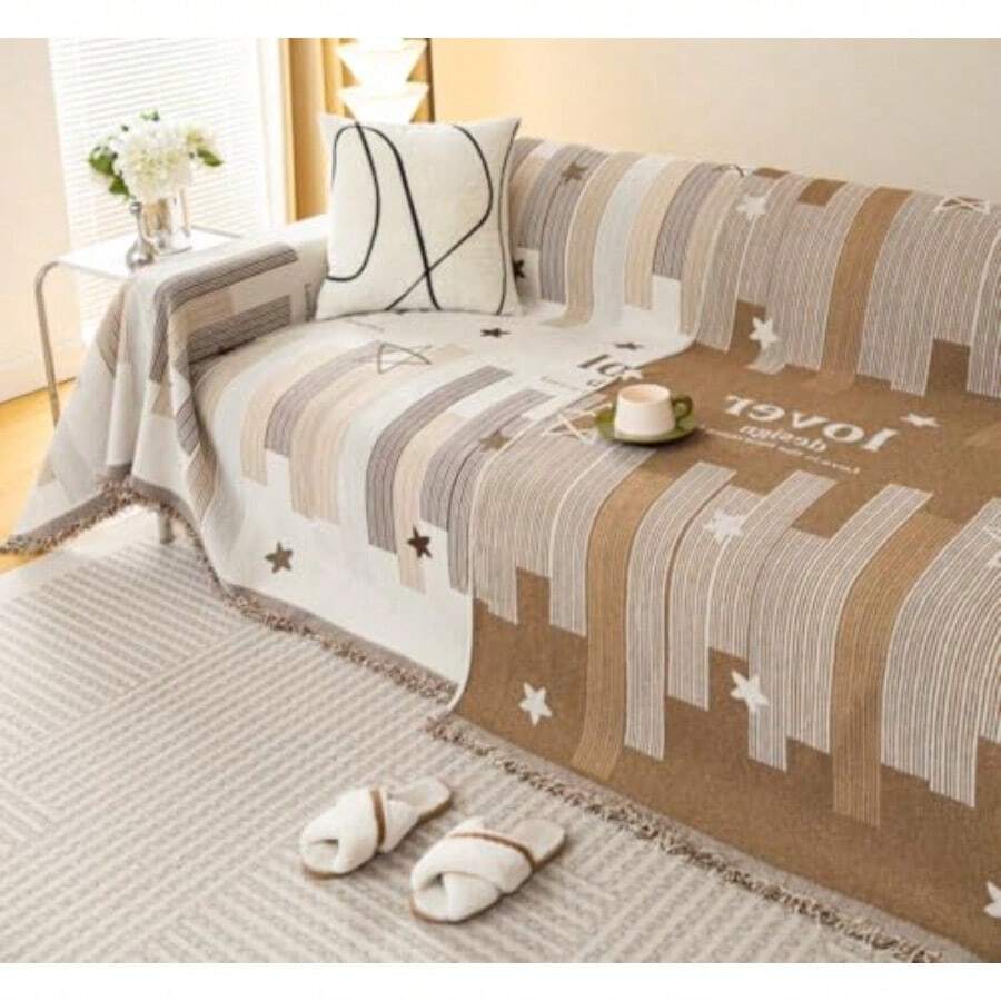 sofás y sofásGugxiom Fundas de sofá Estilo Bohemio Funda de Sofá Reversible de Chenilla Cubre Sala en L para sofá de 3 plazas 2 plazas y 1 Plaza Caqui 180 * 130cm - Caqui - Ver 1