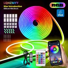 一套RGB LED霓虹灯条，USB供电，APP和遥控器控制，可DIY造型，家居氛围灯带 - 彩色光 - 查看 14