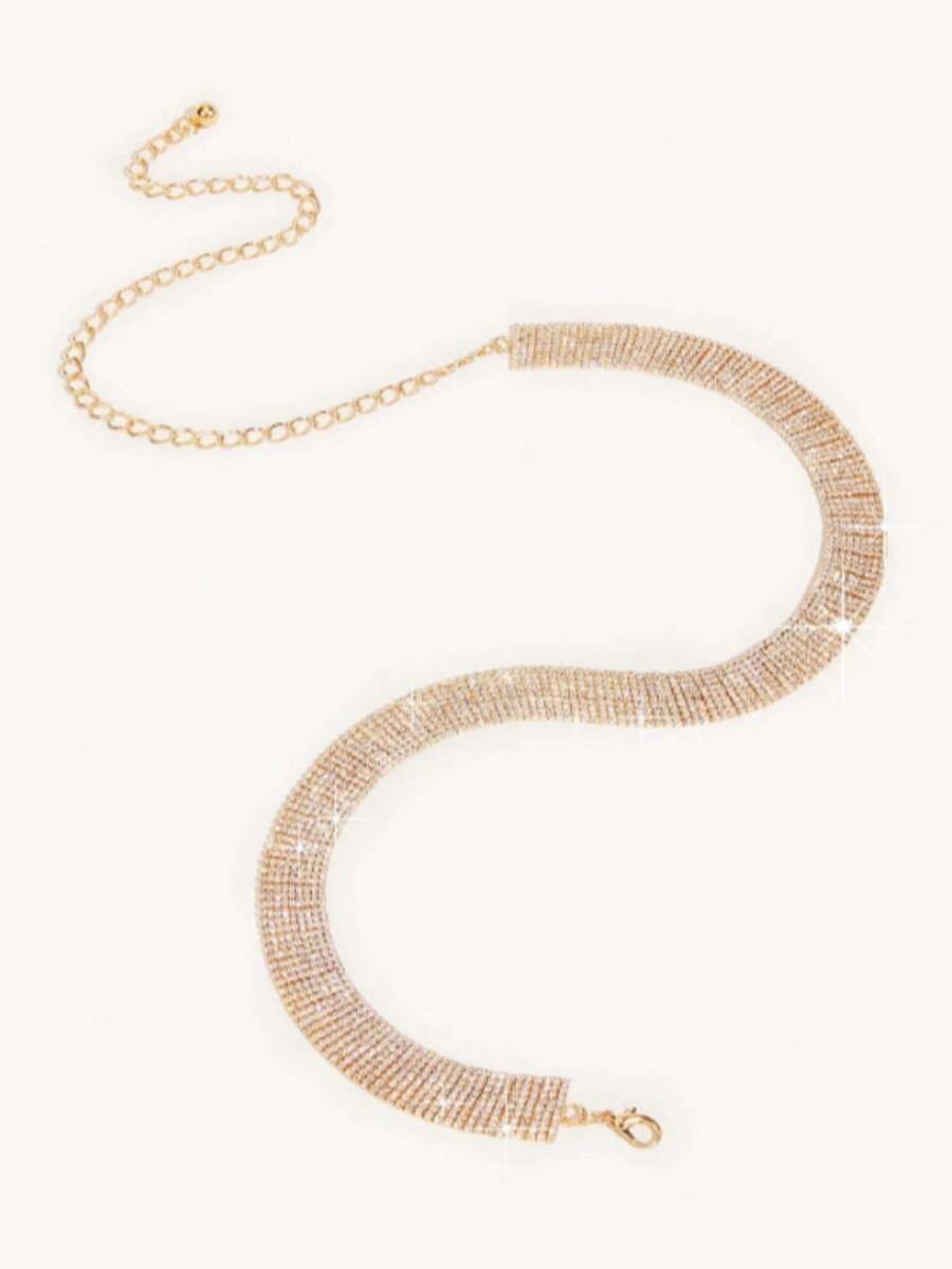 1pc Women's Rhinestone Decor Waist Chain - Gold - View 1