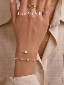 1pc S925 Sterling Silver Bracelet, Gold Bracelet, Opal Bracelet, Exquisite Opal Jewelry, Simple Gold Bead Chain, October Birthstone, Elegant Mother's Bracelet, Christmas Gift, Charming Jewelry. - Multicolor - View 6