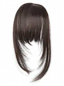 Synthetic Hair Clip-In Bangs Cut Wispy Fringe With Sideburns Dark Brown Natural Look For Women Daily Party Wear - Multicolor - View 12