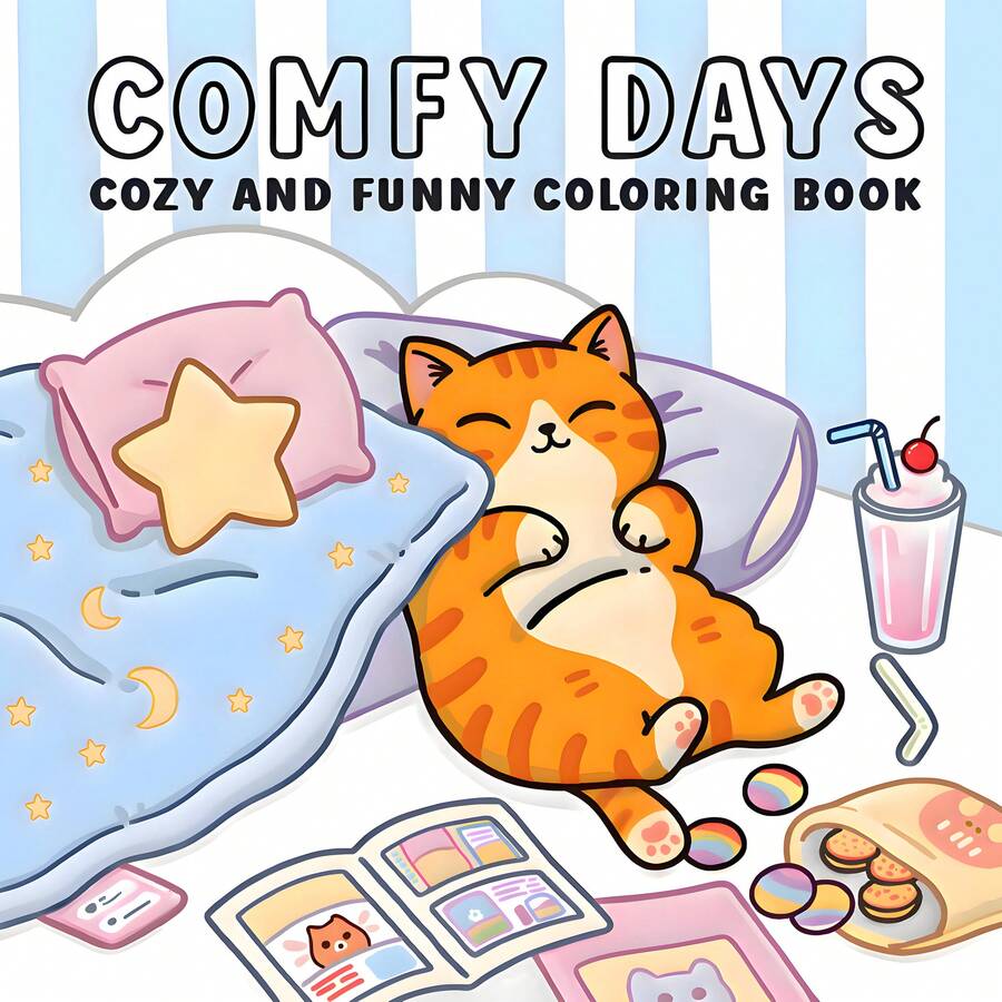 GDTME Comfortable Time: Warm And Fun Coloring Book For Adults And Teenagers, Ideal Gift For Birthday, Back To School, Wedding Anniversary, Music Festival, Stationery, Size 7.9x7.9 Inches - Comfortable Days - View 1