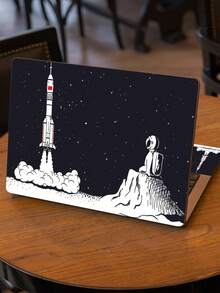 宇航员艺术贴纸笔记本电脑保护套，防水防刮自粘乙烯基材质，兼容大多数笔记本电脑，太空主题地球和月球设计，笔记本电脑配件 - 查看 12