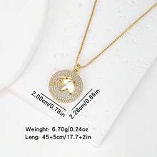 1件彩色锆石18K镀金铜大象吊坠项链，奢华珠宝，简约设计，优雅女士礼物 - 金色 - 查看 14